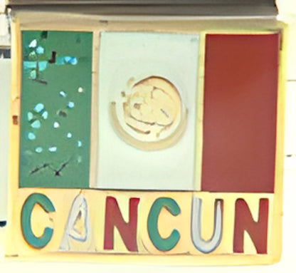 Cancun Text with Mexico Flag