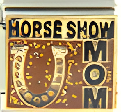 Horse Show Mom with Horse Shoe on Sparkle Copper