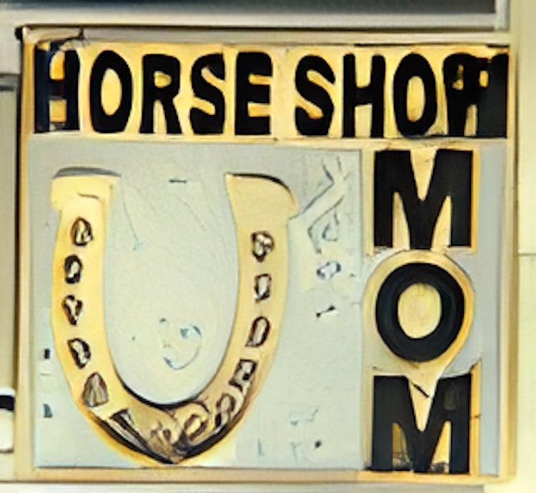 Horse Show Mom with Horse Shoe on Sparkle White
