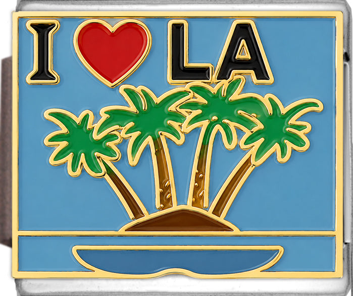 I Love LA Los Angeles with Palm Trees on Blue