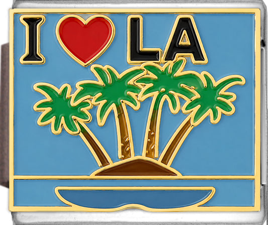 I Love LA Los Angeles with Palm Trees on Blue