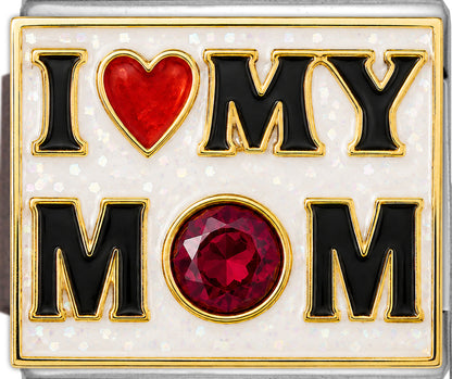 I Love My Mom with July Birthstone
