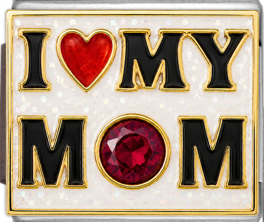 I Love My Mom with July Birthstone