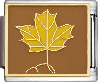 Golden Oak Leaf on Brown