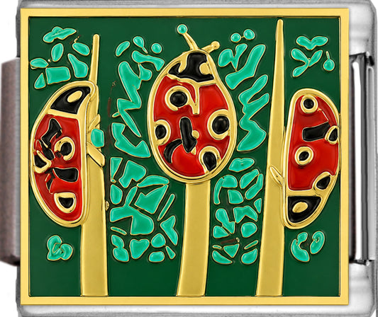 Ladybugs on Sparkle Green