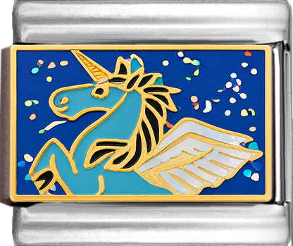 Winged Unicorn on Blue