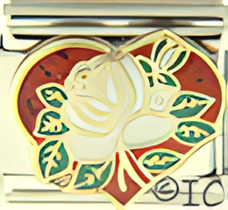White Rose on Sparkle Red Heart