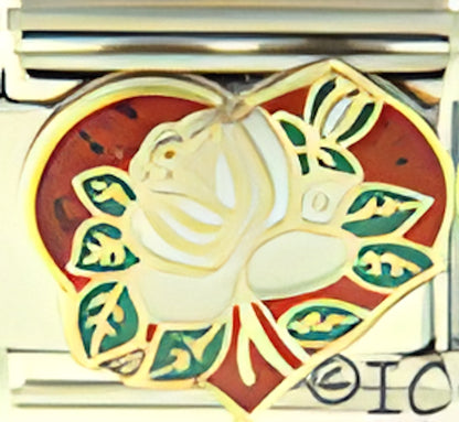 White Rose on Sparkle Red Heart