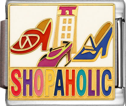 Shopaholic on White Background
