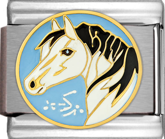 White Unicorn on Sparkle Light Blue