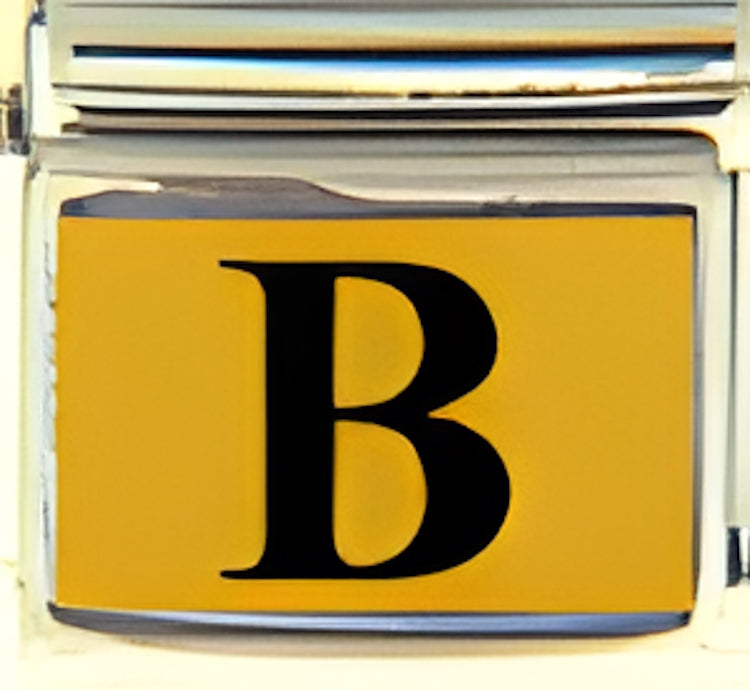 Black Times Letter B with Gold Colored Background Photo Charm