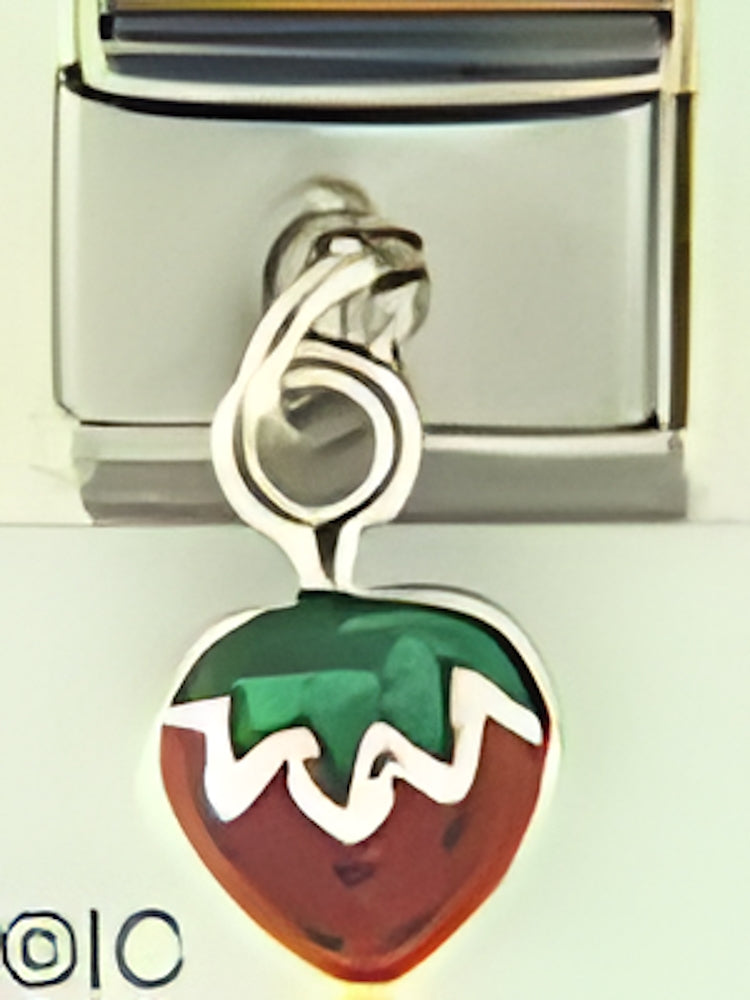 Dangle Sterling Silver Red Strawberry