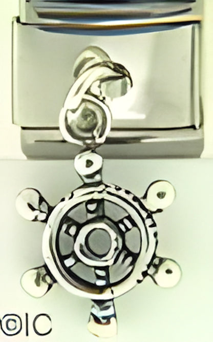 Dangle Sterling Silver Ships Wheel