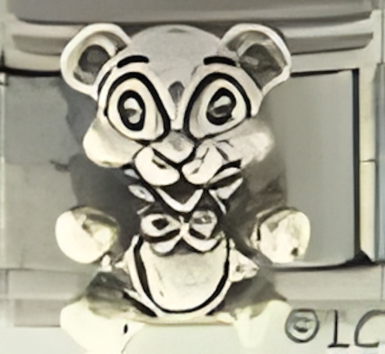 Handcrafted Sterling Teddy Bear with Bow Tie