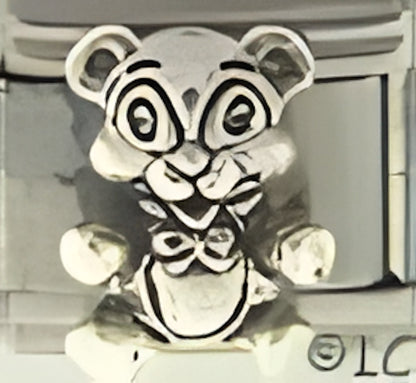 Handcrafted Sterling Teddy Bear with Bow Tie