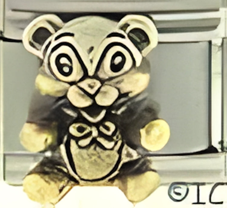 Handcrafted Vermeil Teddy Bear with Bow Tie