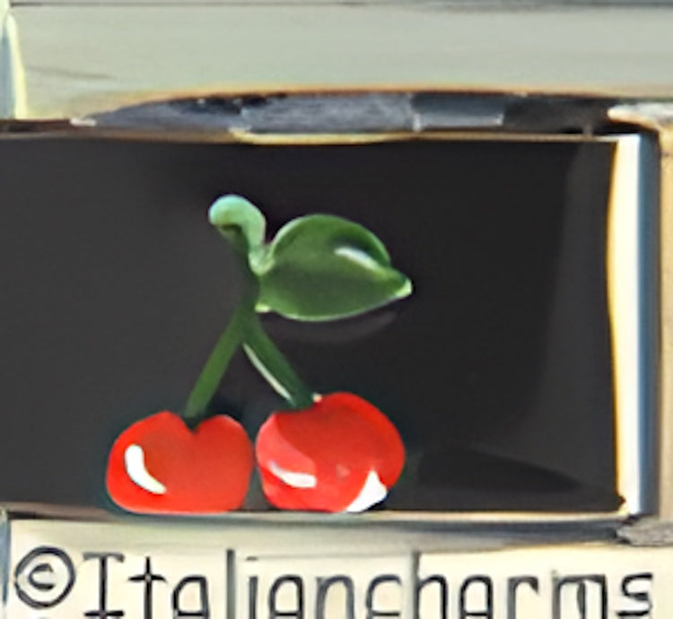 Handpainted Cherries on Black