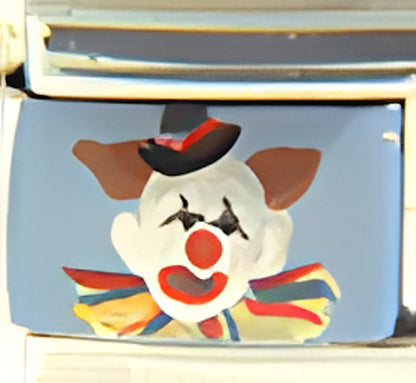 Handpainted Clown on Blue