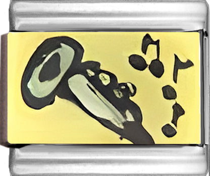 Italian Hand Painted Clarinet on Yellow