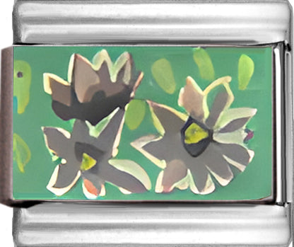 Italian Hand Painted Flowers on Green