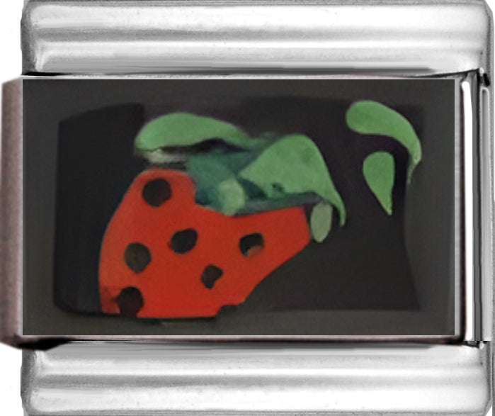 Italian Hand Painted Strawberry on Black