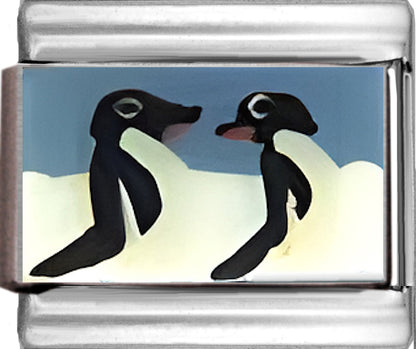 Hand Painted Penguins in Snow