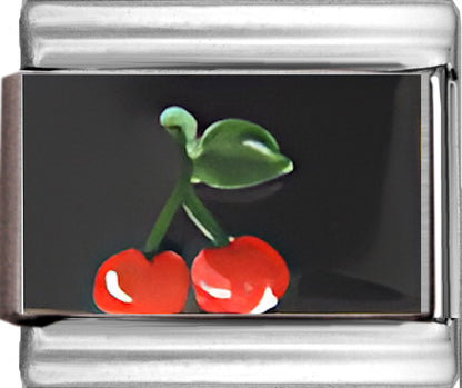 Hand Painted Cherries on Black