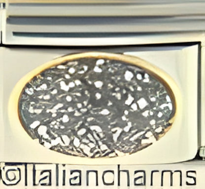 April Glitter Silver Oval