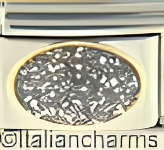 April Glitter Silver Oval