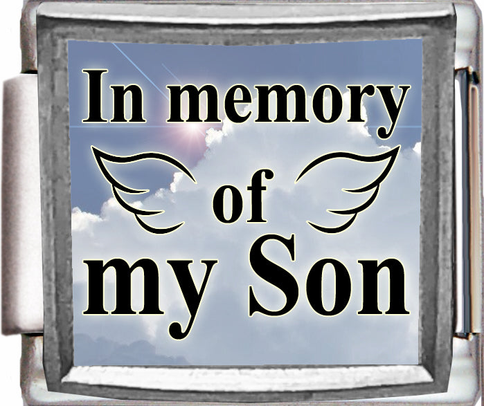 In Memory of My Son with Clouds Photo Charm