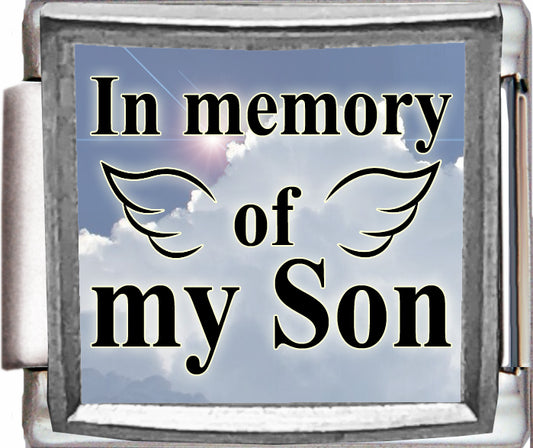 In Memory of My Son with Clouds Photo Charm