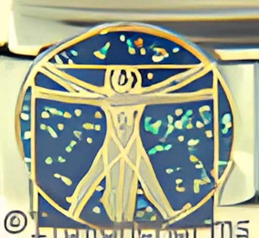 Vitruvian Man on Sparkle Blue