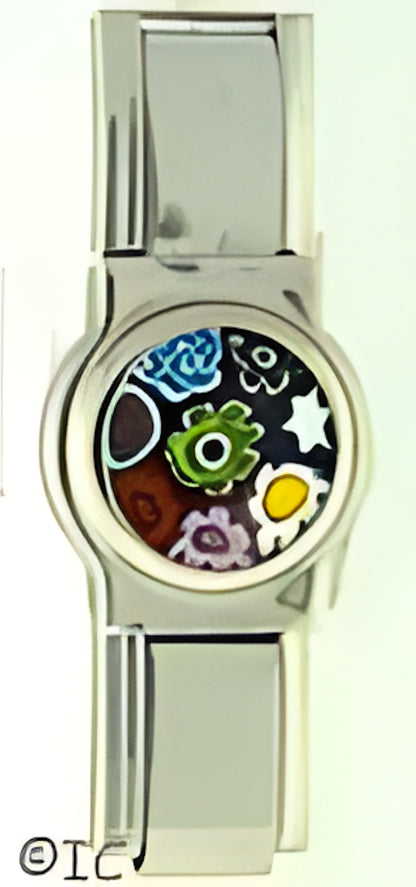Multi Color Murano Glass Medallion with 2 Links