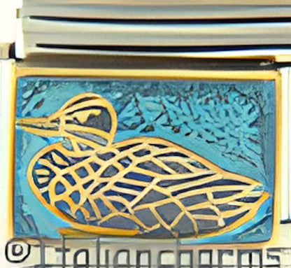 Brown Duck on Sparkle Blue