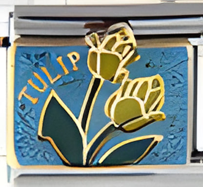 Yellow Tulips on Blue