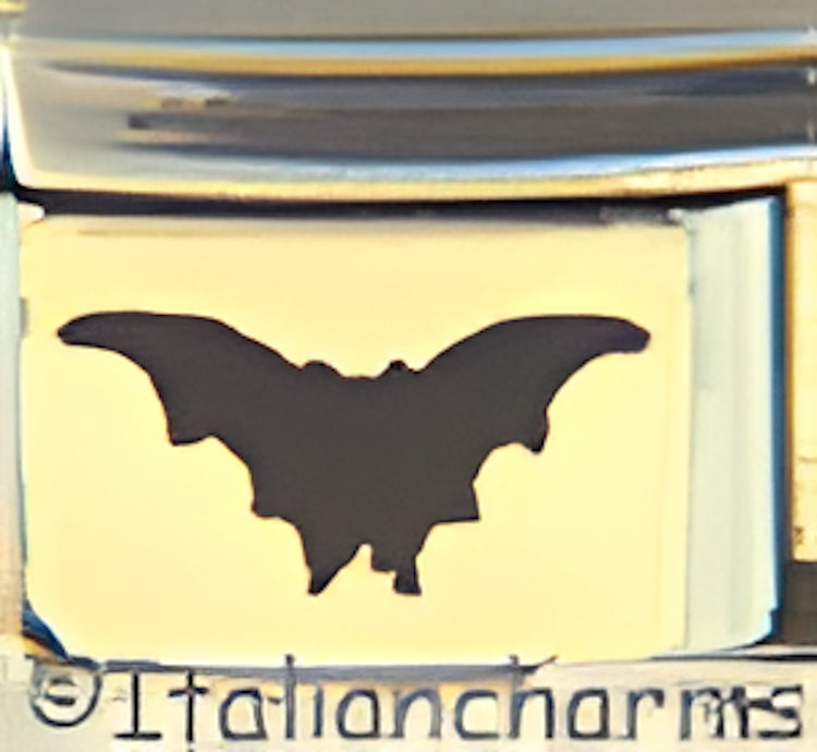 Flying Black Bat on Gold