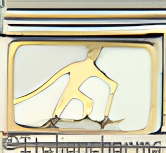 Gold Skier on White