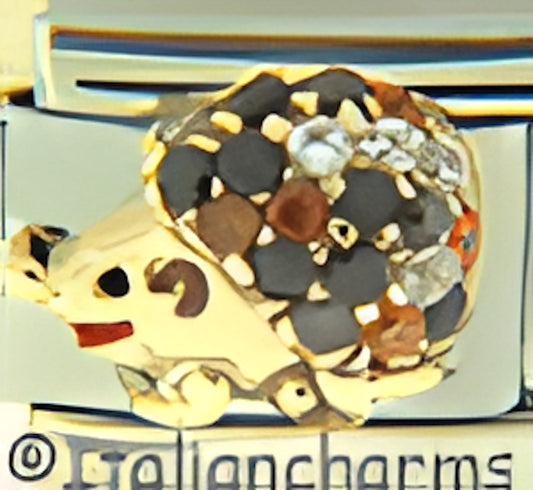 Amber Black and Clear CZ Stones Hedgehog