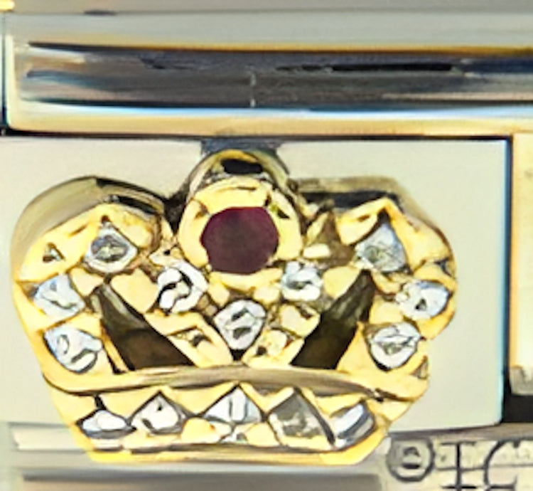 CZ Crown with Red Center Stone