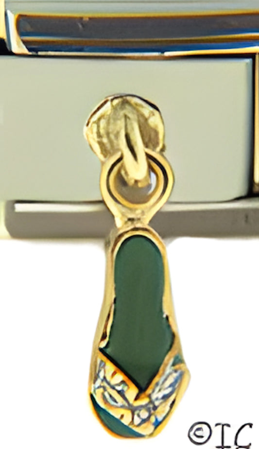 Dangle CZ Strap Green Flip Flop