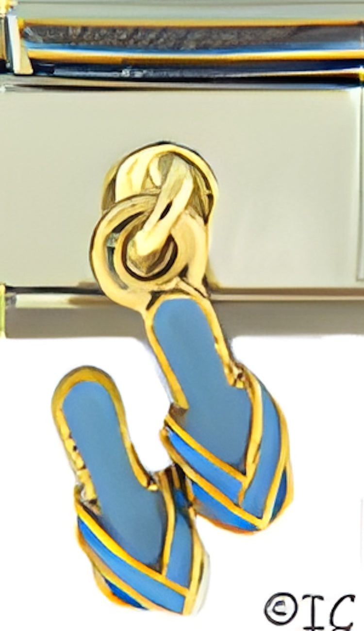 Dangle Pair of Blue Flip Flops