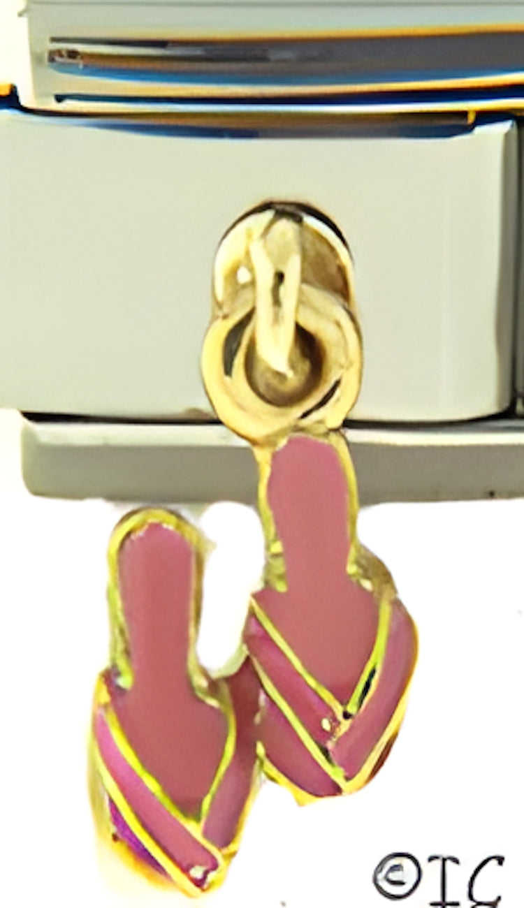 Dangle Pair of Pink Flip Flops