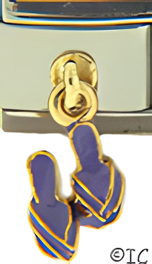 Dangle Pair of Purple Flip Flops