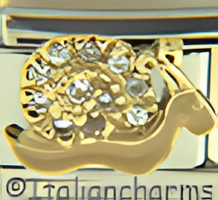 Brown Snail with CZ Shell