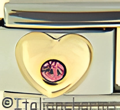 Gold Heart with October CZ