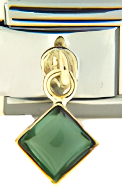 May Green Square Bezel Dangle