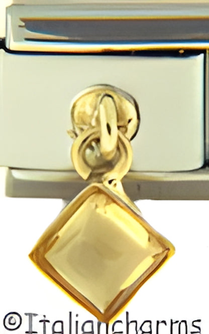 November Yellow Square Bezel Dangle