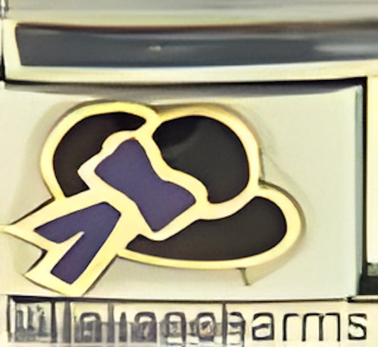 Black Hat with Purple Ribbon