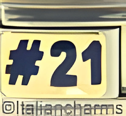 Blue Number 21 on Gold