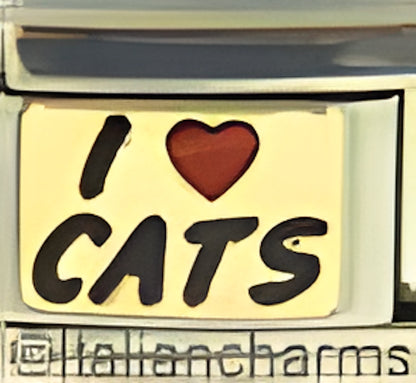I Love Cats on Gold with Red Heart